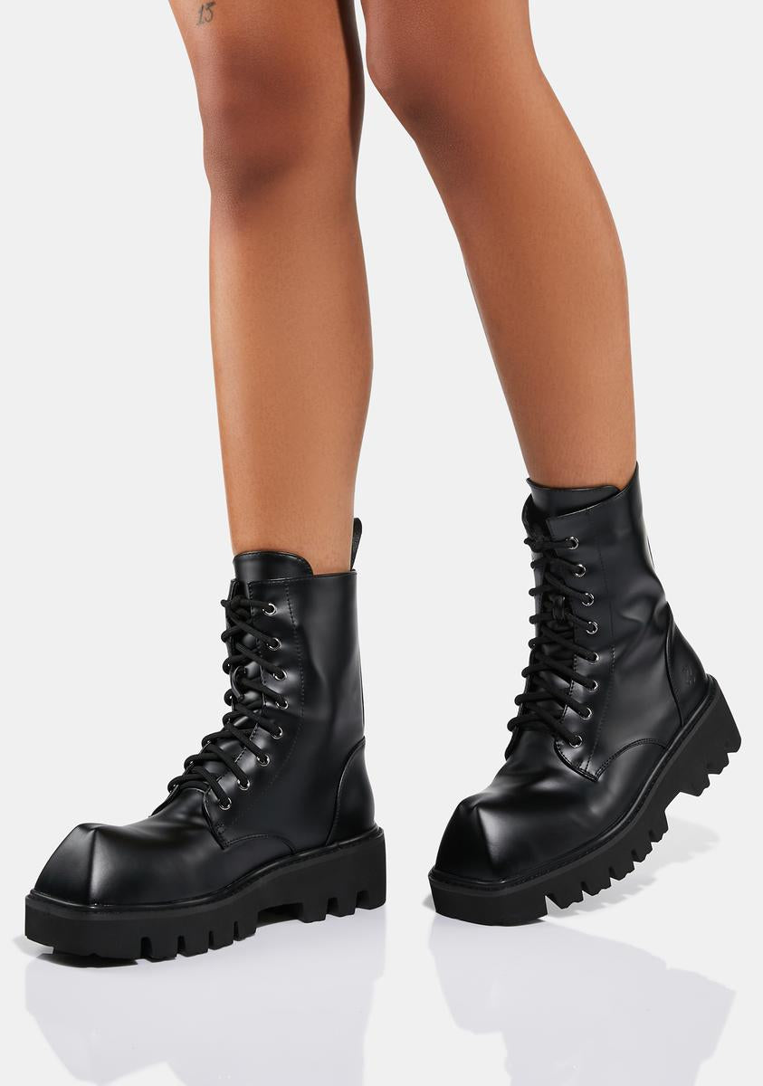 Koi Footwear Combat Lace Up Boots - Black – Dolls Kill