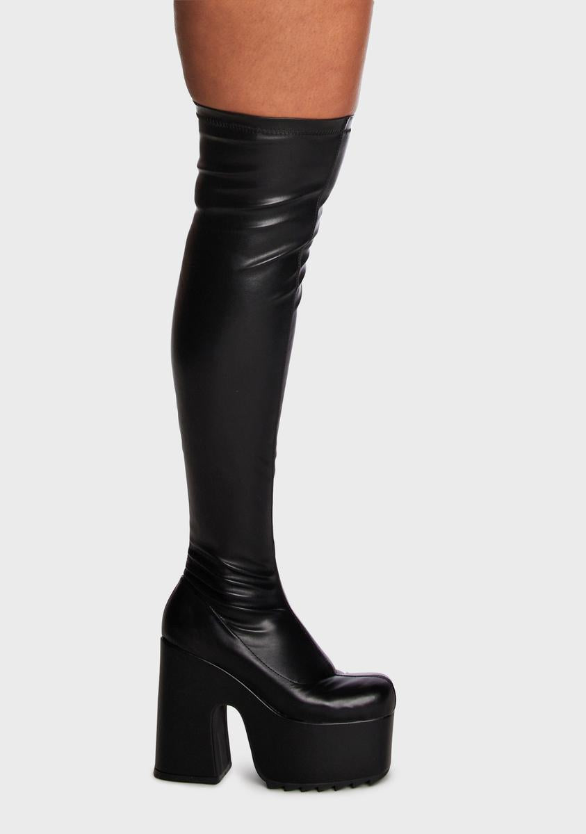 Lamoda Wide Fit Chunky Platform Thigh High Boots - Black