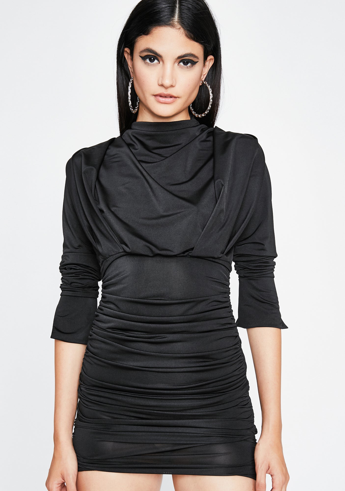 Ruched Body And Sleeve Mini Dress – Dolls Kill