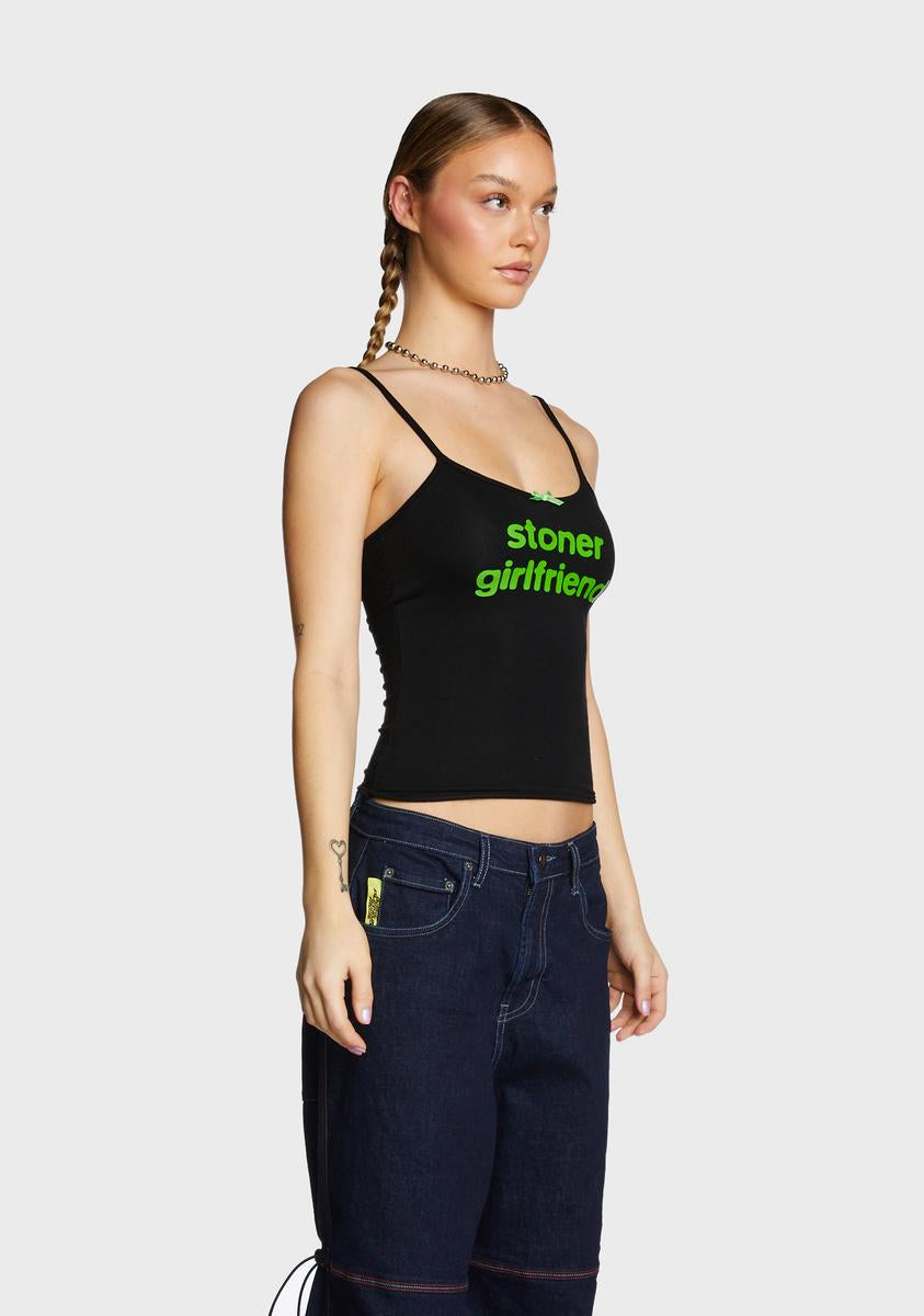 OMIGHTY キャミソール STONER GIRLFRIEND ホワイト レア O Mighty Stoner Girlfriend Cami Top - Black – Dolls Kill