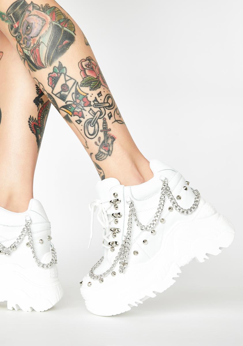 Chain Studded Chunky Platform Sneakers White – Dolls Kill