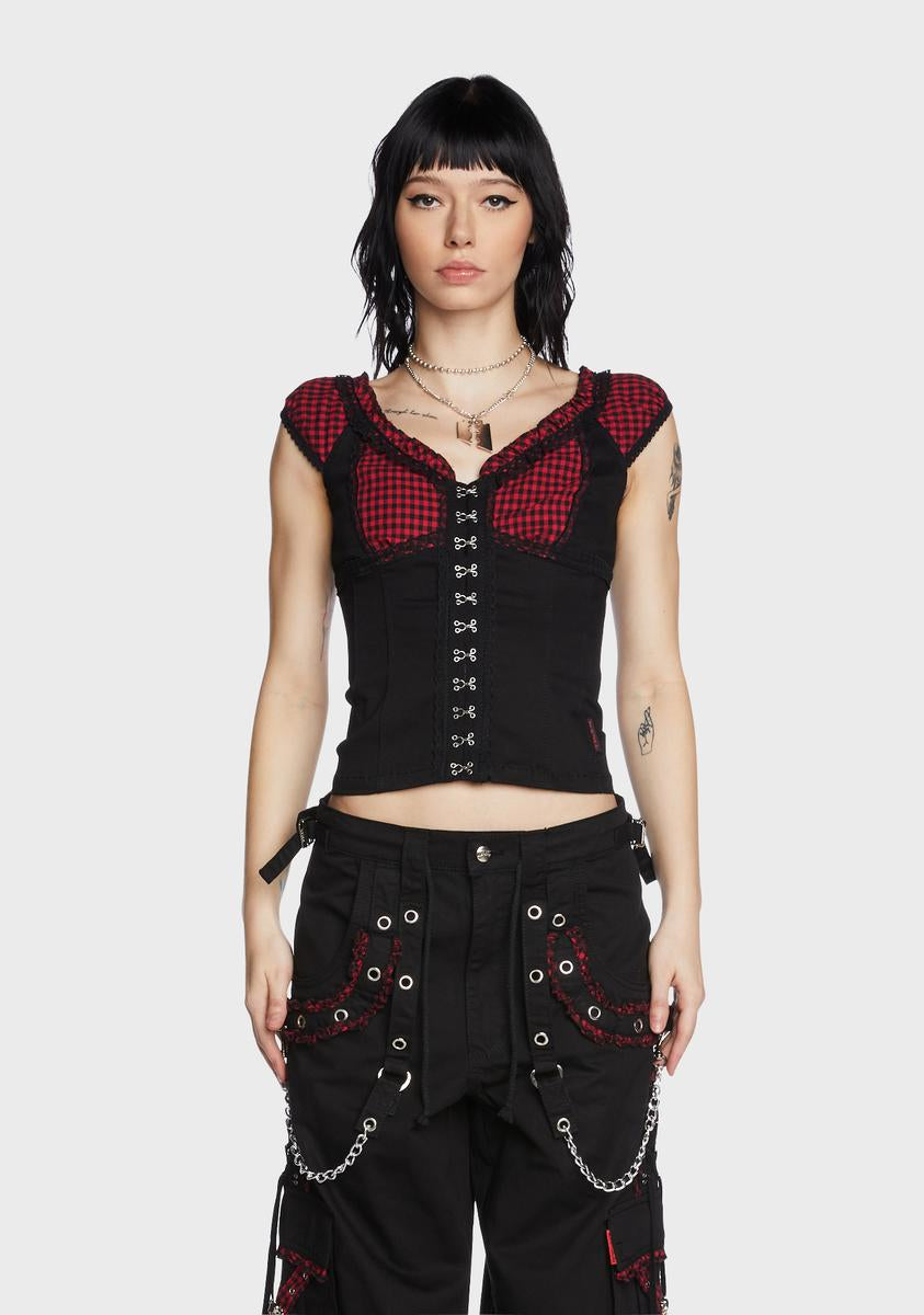 Black And Red Bo Peep Cap Sleeve Corset Tripp NYC,New Products : American Fashion Style Bags On Sale Black And Red Bo Peep Cap Sleeve Corset Tripp NYC,New Products : American Fashion Style Bags On Sale
