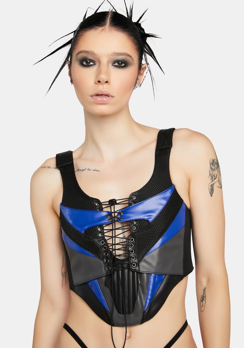Blue Motocross Corset Top Namilia,All Products : American Fashion Style Bags On Sale
