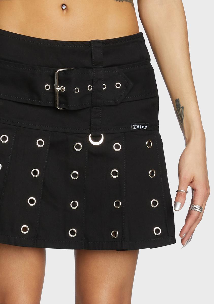 Tripp NYC Grommet Pleated Mini Skirt - Black – Dolls Kill Tripp NYC Grommet Pleated Mini Skirt - Black – Dolls Kill