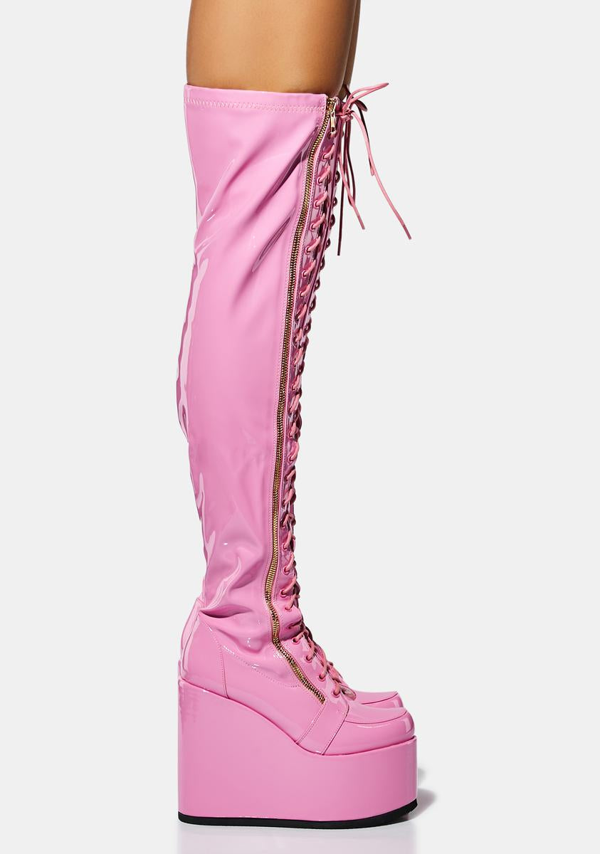 Lemon Drop By Privileged Platform Lace Up Boots - Pink