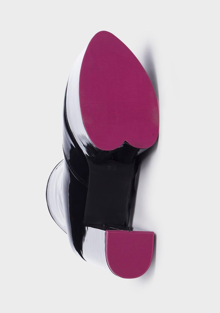 Sugar Thrillz Platform Ankle Boots With Heart Shaped Sole - Black