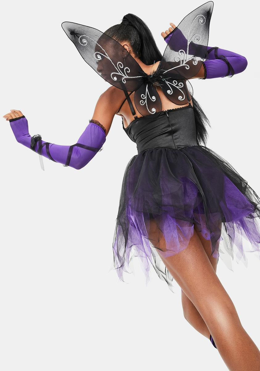Halloween Dolls Kill Dark Fairy Costume - Purple/Black