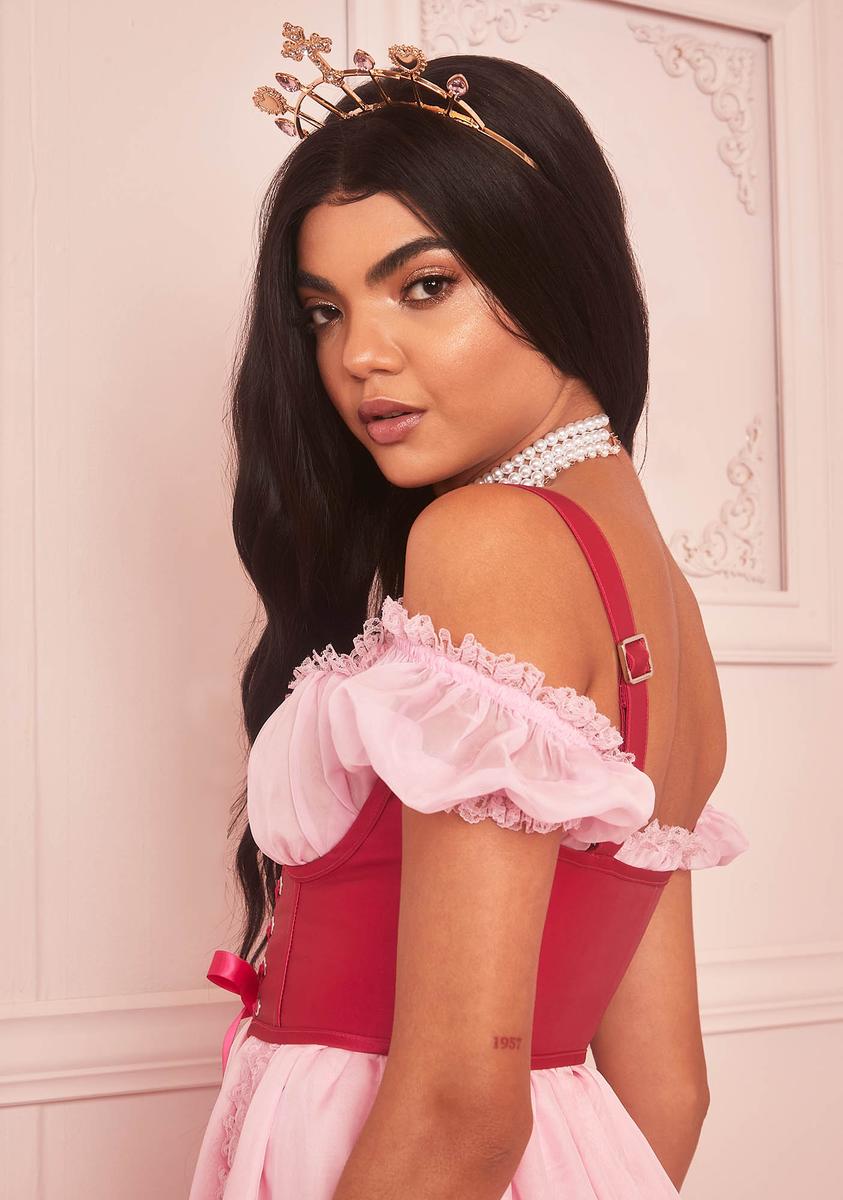 Sugar Thrillz Underbust Corset Top - Dark Pink Satin – Dolls Kill