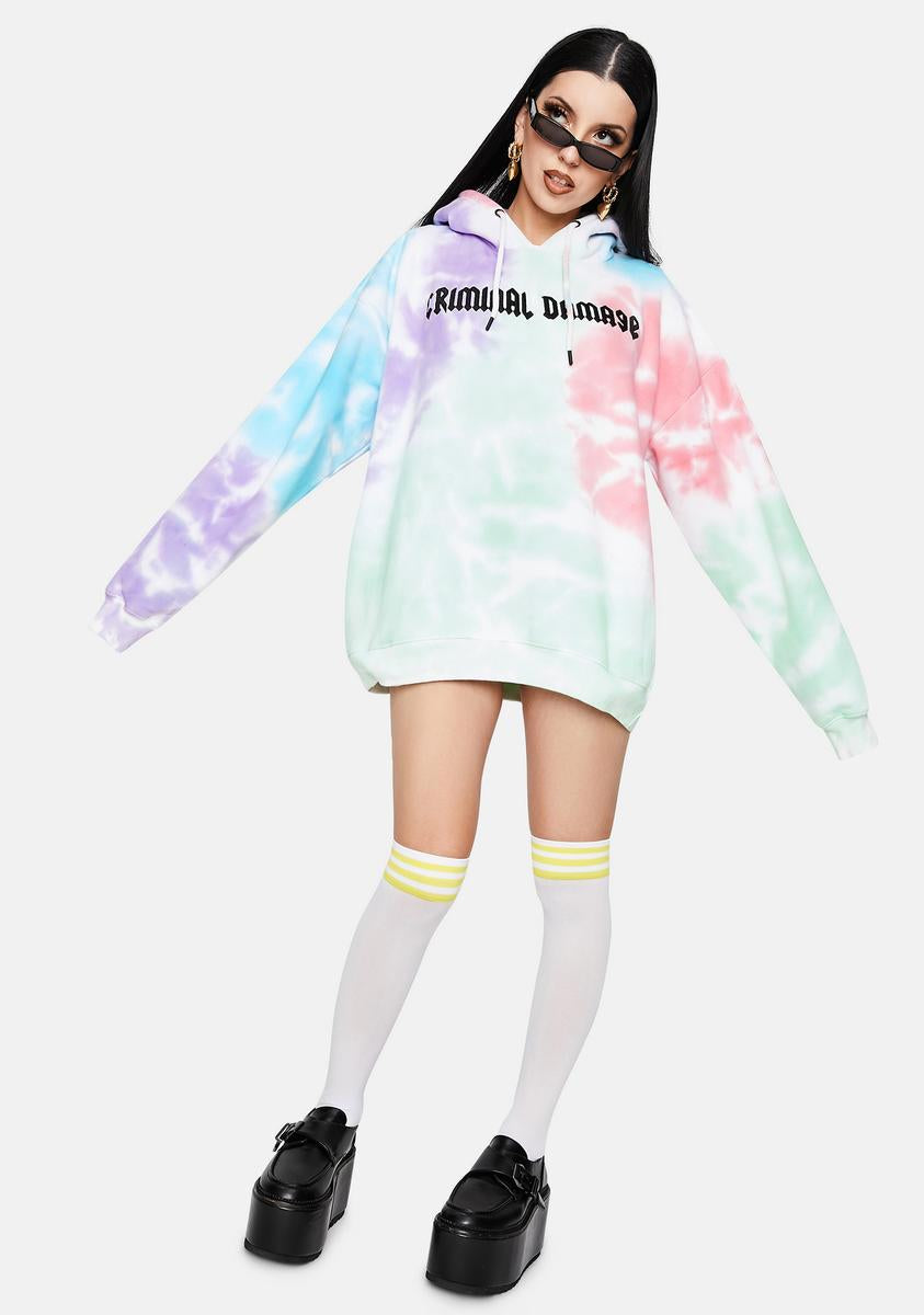 Criminal damage tie dye hoodie Clearance