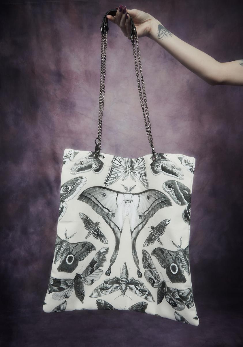Widow Moth Print Tote Bag With Chain Straps – Dolls Kill