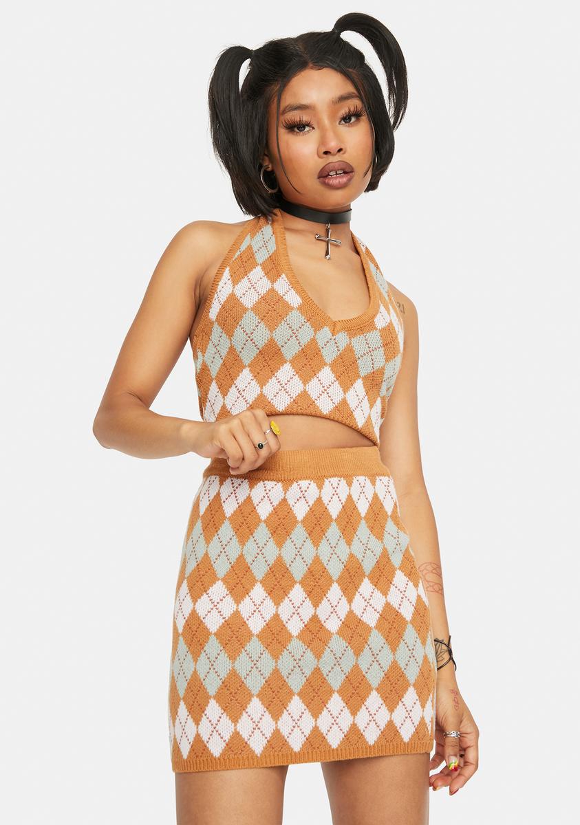 Camel Argyle Skirt Bailey Rose,All Products : American Fashion Style Bags On Sale