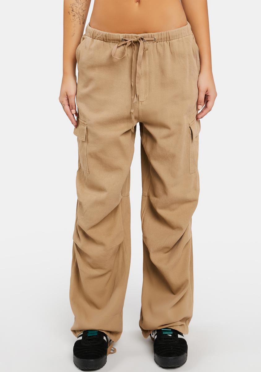 Bailey Rose Low Waist Parachute Cargo Pants - Brown – Dolls Kill