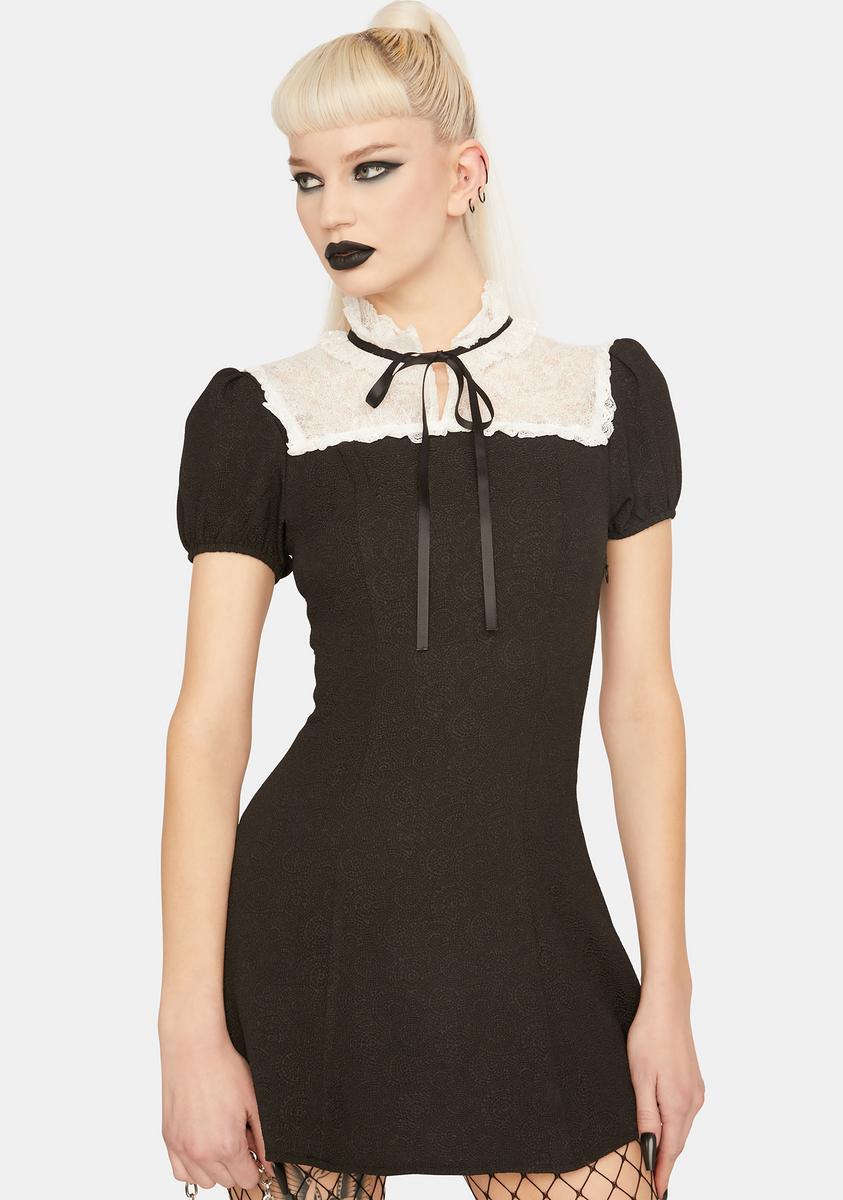 fitted lace wedding dress Red Night Gothic Collar Mini Dress