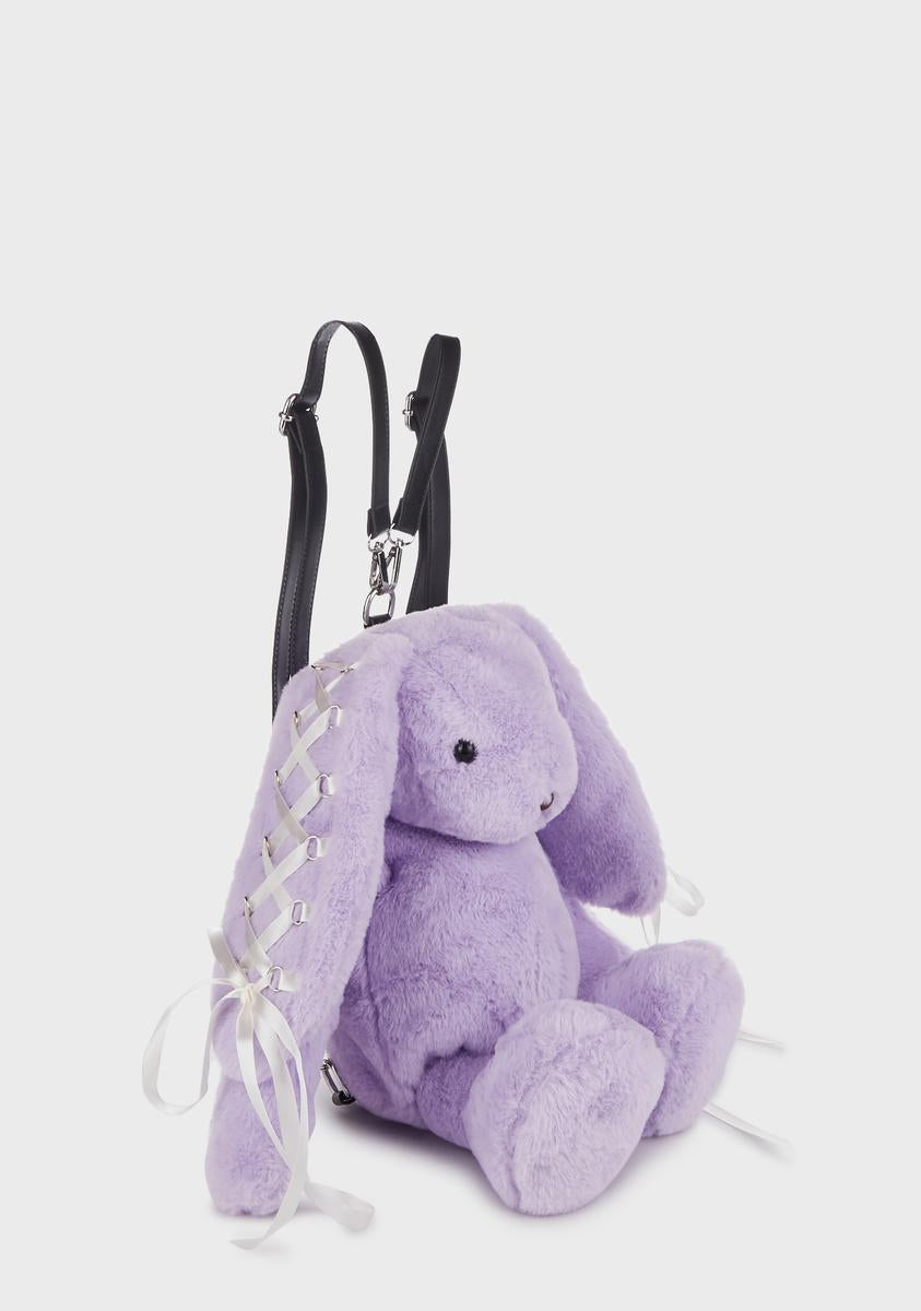 Current Mood Lace Up Bunny Plush Backpack - Lavender – Dolls  display picture 3