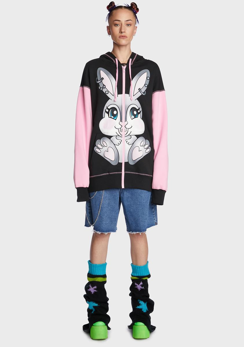 Bunny Haze Graphic Hoodie Current Mood,New Products : American Fashion Style Bags On Sale