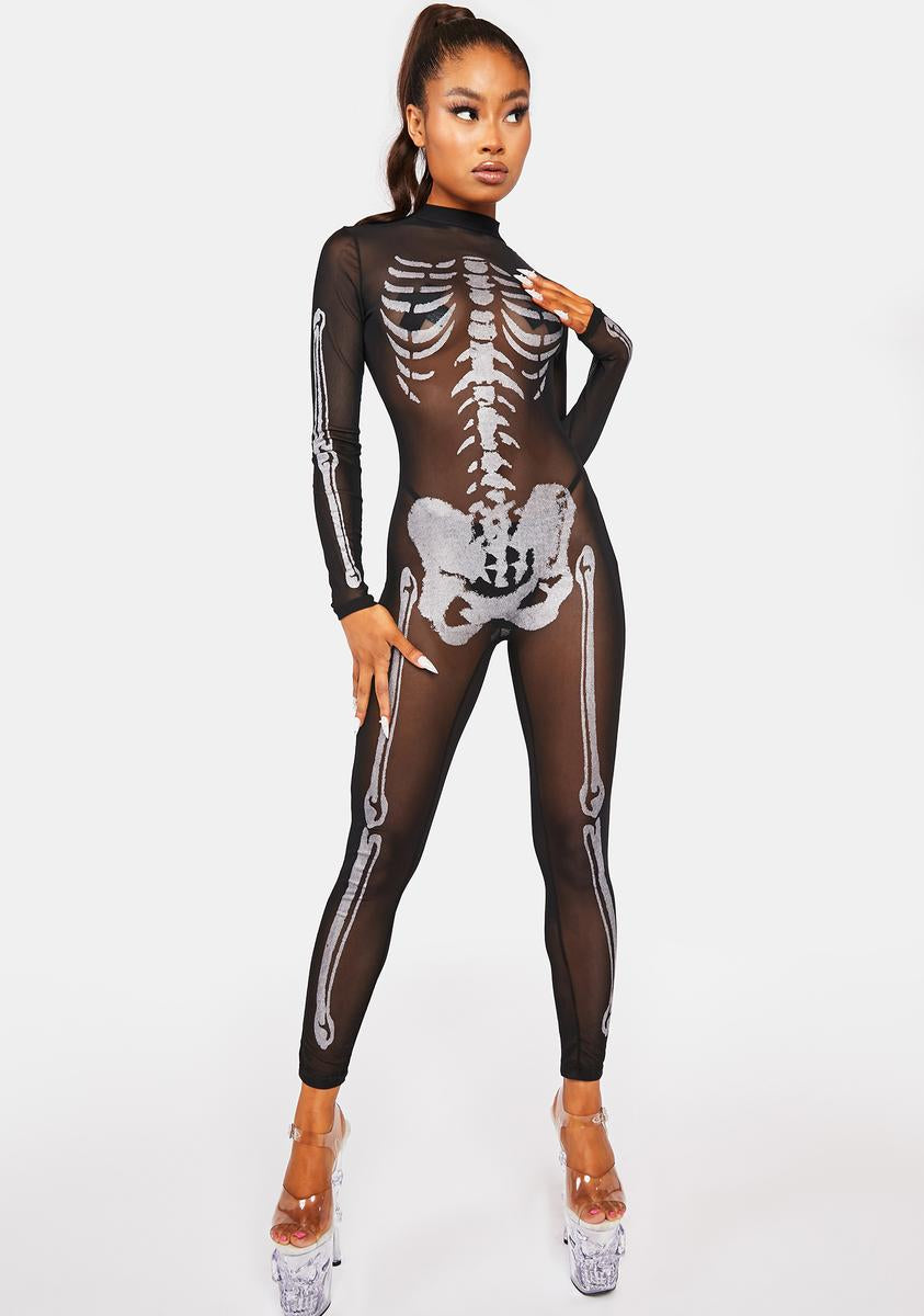 Sheer Skeleton Catsuit - Black Dolls Kill Sheer Skeleton Catsuit - Black Dolls Kill