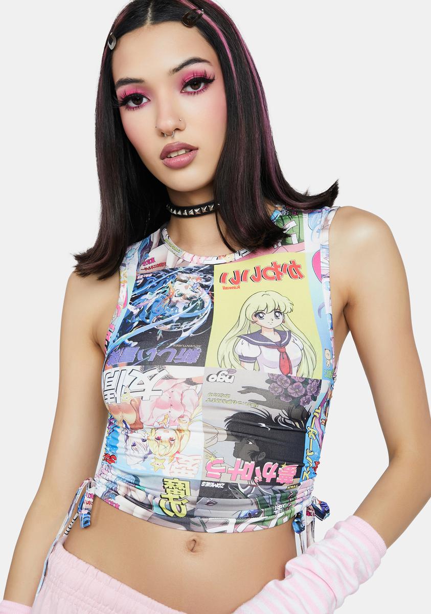 Anime Ruched Tank Top NGOrder,All Products : American Fashion Style Bags On Sale