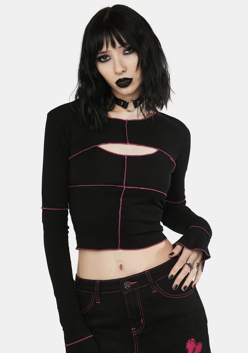 The Grave Girls Contrast Stitching Mini Skirt - Back – Dolls Kill