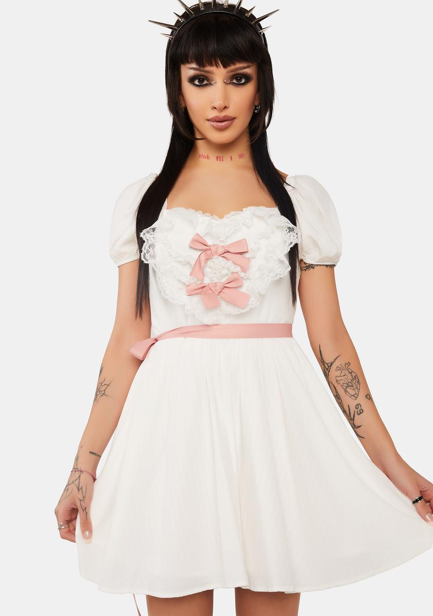 White Lace Heart Pink Bow Silky Dress Dark In Love,New Products : American Fashion Style Bags On Sale White Lace Heart Pink Bow Silky Dress Dark In Love,New Products : American Fashion Style Bags On Sale
