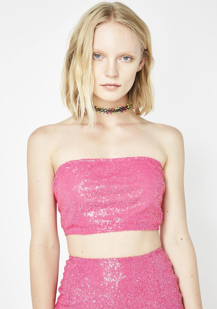 Paris Pink Sequin Lace Tube Top Dolls Kill,New Products : American Fashion Style Bags On Sale
