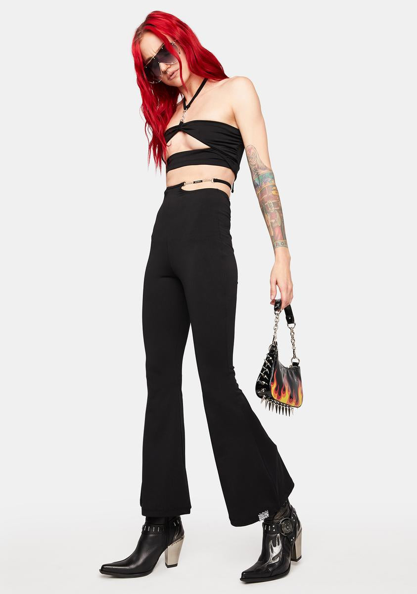 BADEE High-Waisted Chain V-String Cropped Flare Bootcut