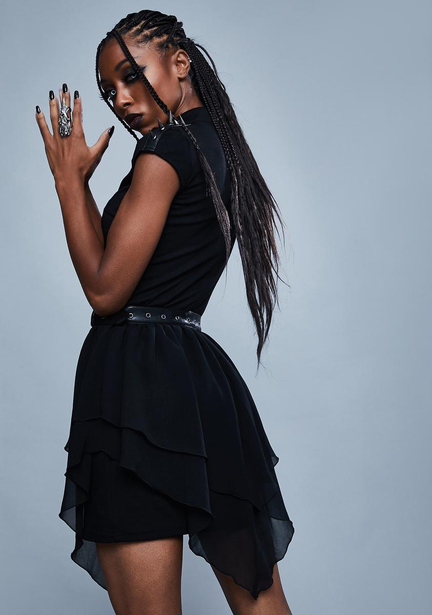 Widow Sword Charm Keyhole Spiked Mini Dress