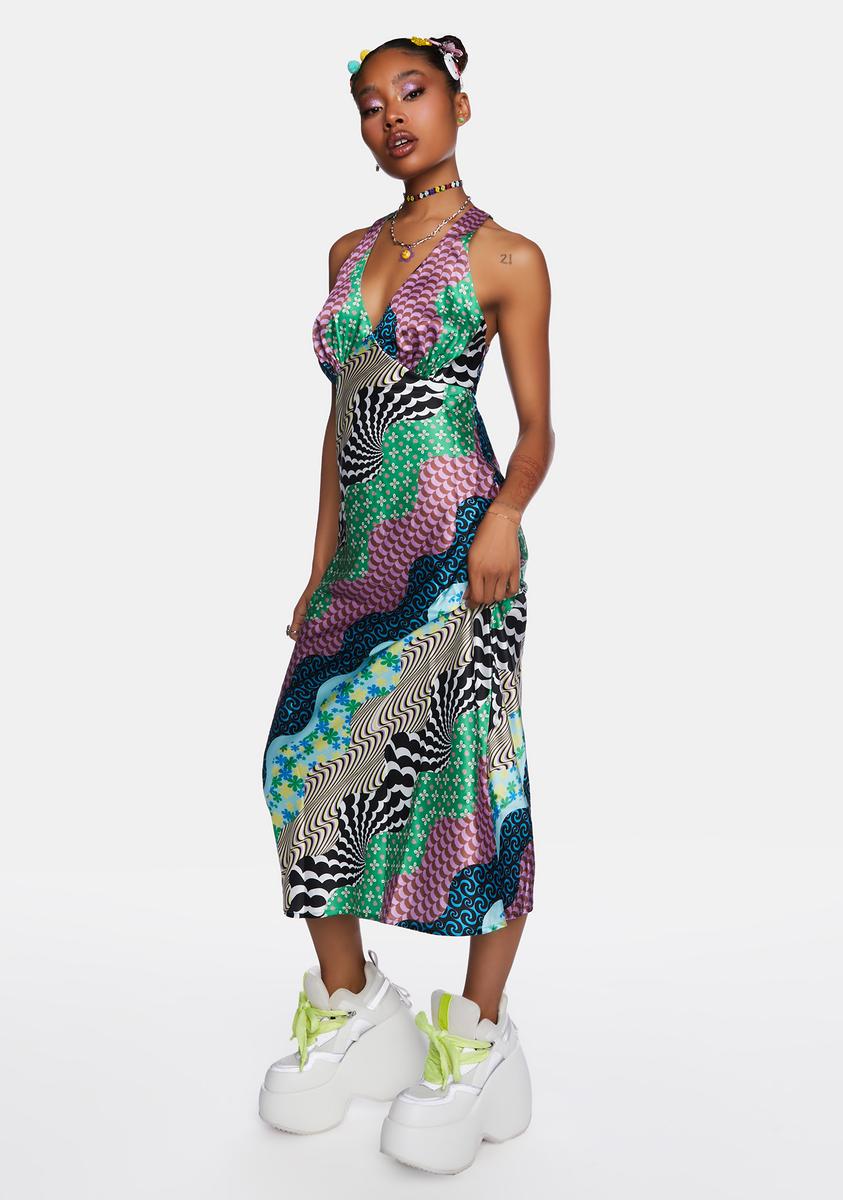 Another Girl Abstract Print Midi Slip Dress – Dolls Kill