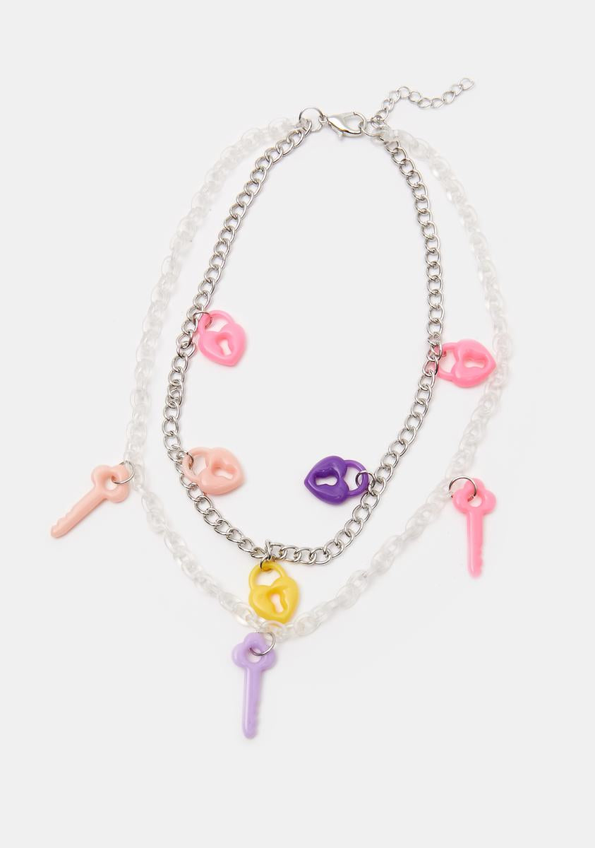 海外【DOLLS KILL】 Key Of Life Layered Necklace Womens Vegan Leather Choker With Skull And Star Charms
