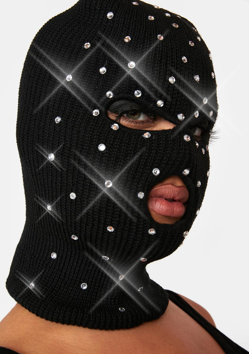 Rhinestone Knit Ski Mask Black Dolls Kill
