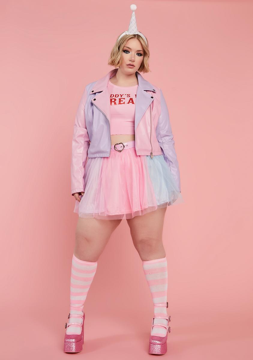 Plus Size Sugar Thrillz Pastel Colorblock Vegan Leather Moto Plus Size Sugar Thrillz Pastel Colorblock Vegan Leather Moto