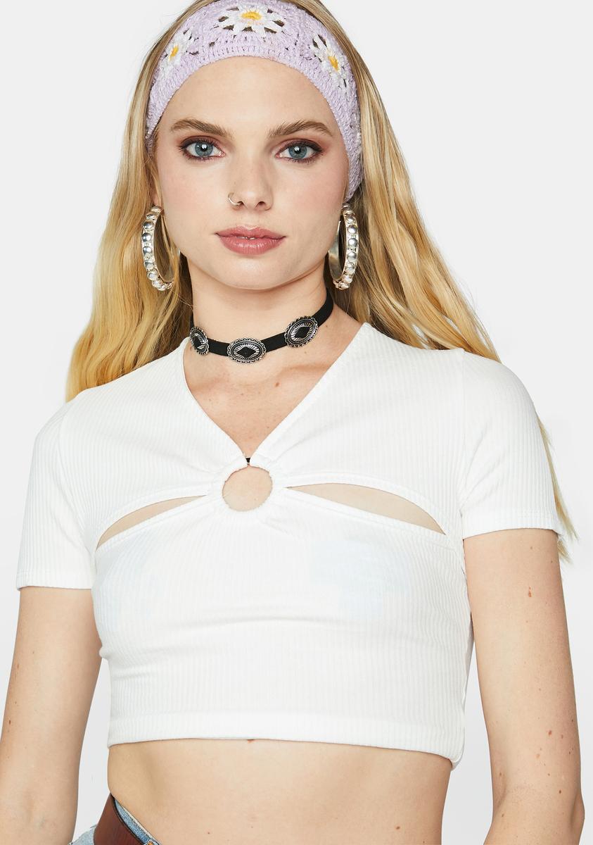 O-Ring Cropped Tee - Off White – Dolls Kill
