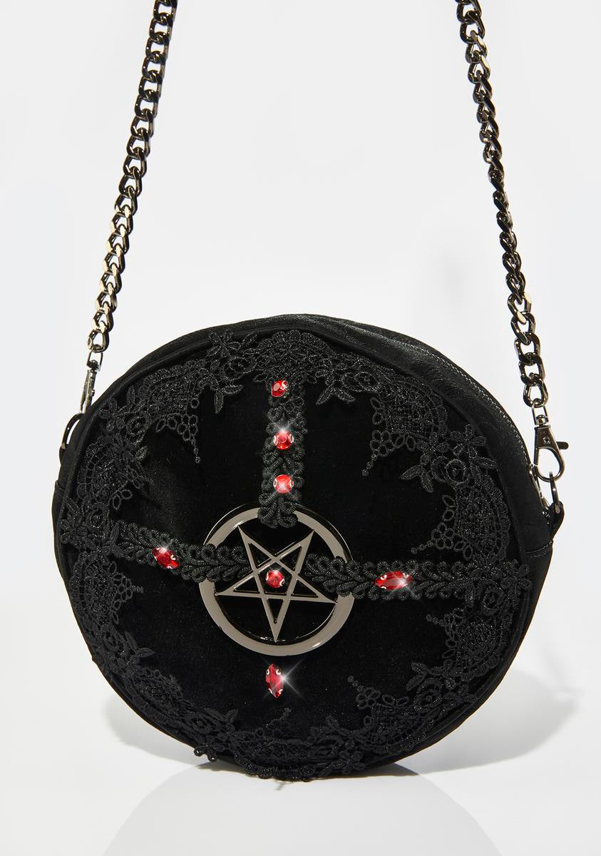 CLEARANCE*Black Gothic Victorian Round Pentagram Hand Bag – Gothdrop