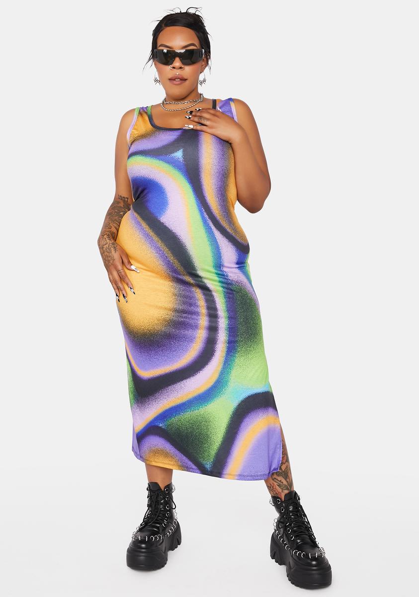 plus size rainbow maxi dress colorful Riviera Maya Maxi Dress The dress features a crew neck style and 3/4 slightly puff sleeves Dress Outlet Plus Size Rainbow