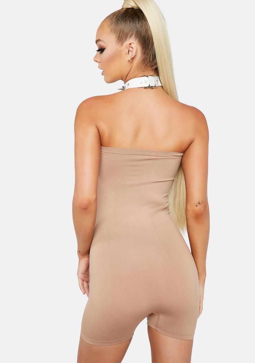 Seamless Strapless Bodycon Romper - Light Brown Dolls Kill Seamless Strapless Bodycon Romper - Light Brown Dolls Kill