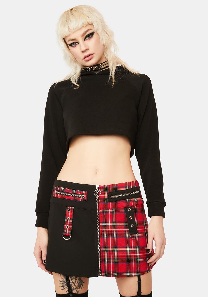 Lost Queen Plaid Skirt With Zipper And Pockets Black Red Dolls Kill