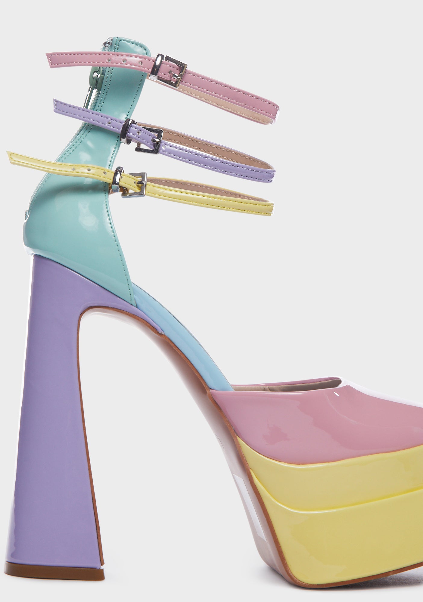 Daisy Street Pastel Color Blocked Platform Heels - Multi