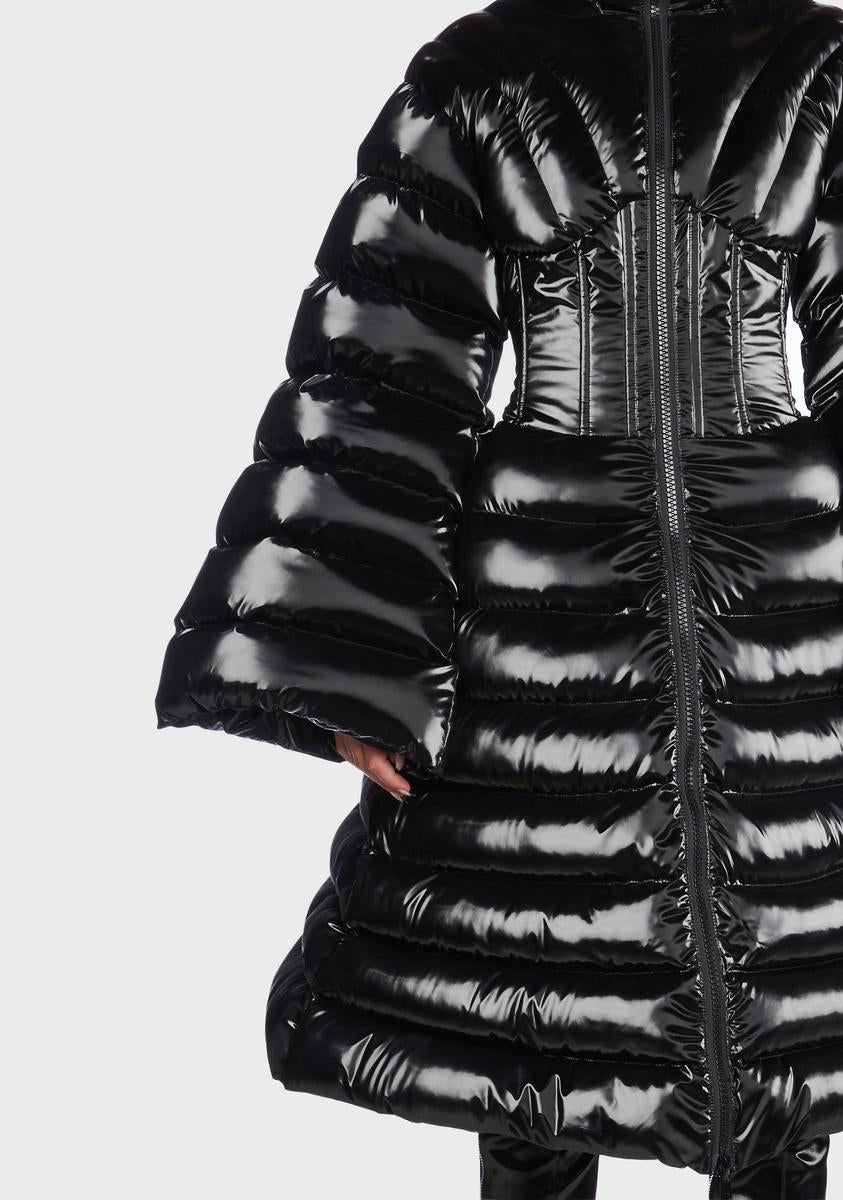 Poster Grl PVC Quilted Puffer Coat - Black – Dolls Kill