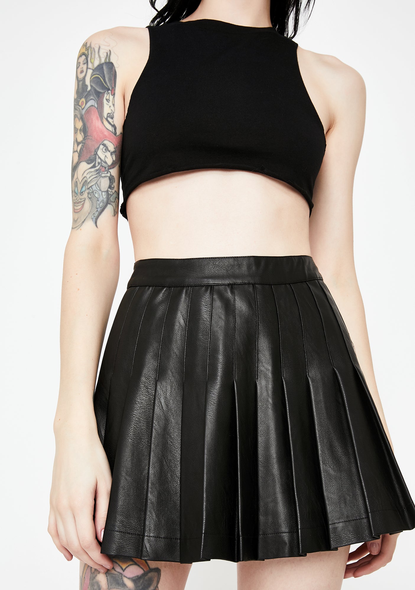 Vegan Leather Pleated Mini Skirt – Dolls Kill