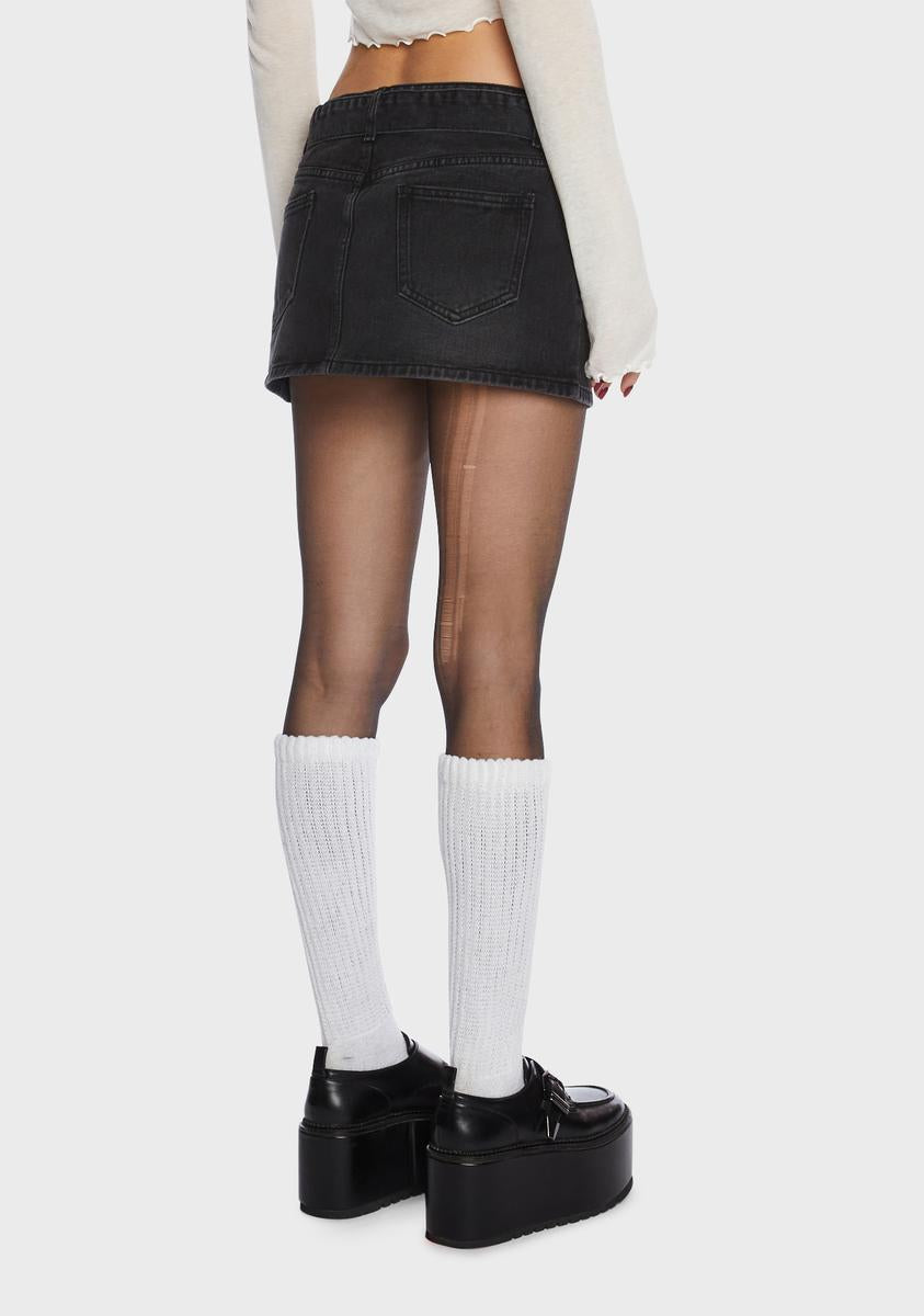 Momokrom Low Waist Denim Mini Skirt - Black – Dolls Kill