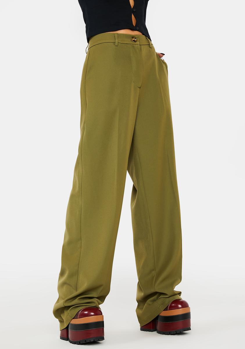 Motel Wide Leg Trousers - Khaki – Dolls Kill