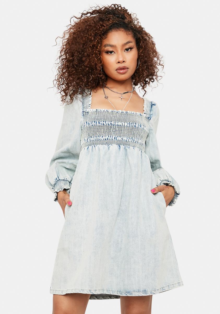 After The Sunset Denim Babydoll Dress