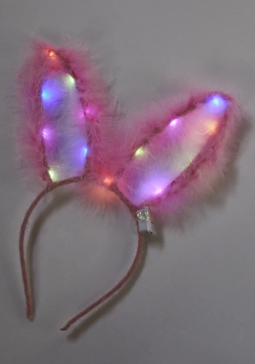 Light Up Faux Fur Wire Bunny Ears - Pink – Dolls Kill