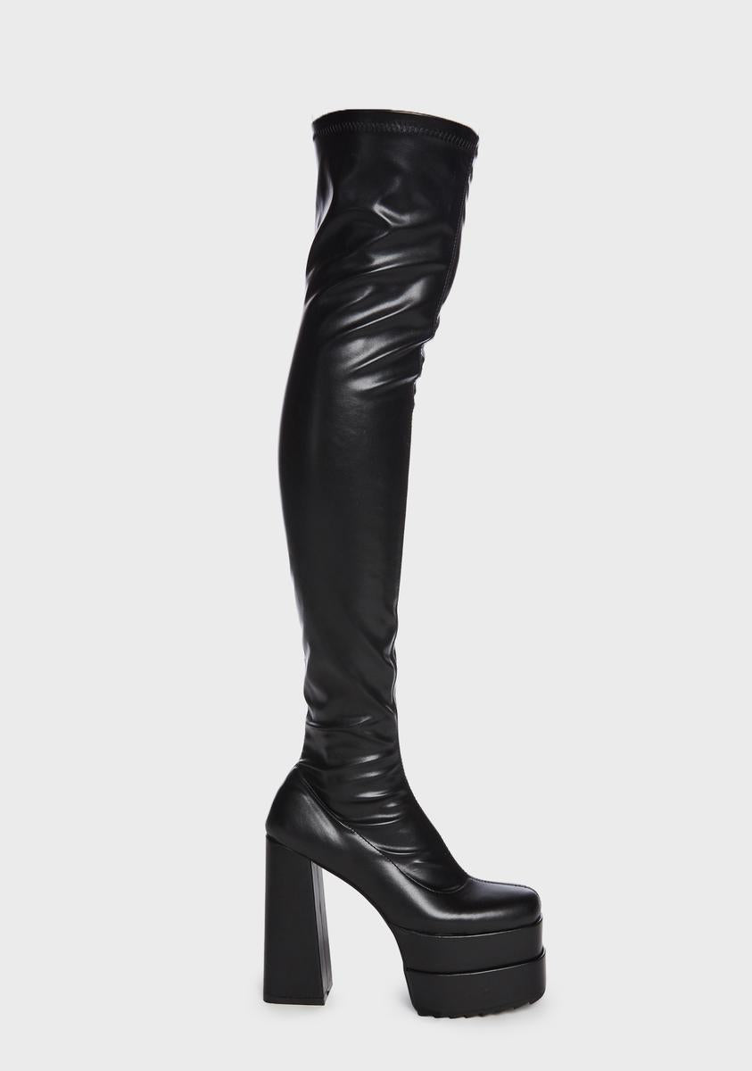 Black What A Dream Knee High Boots Lamoda,All Products : American Fashion Style Bags On Sale