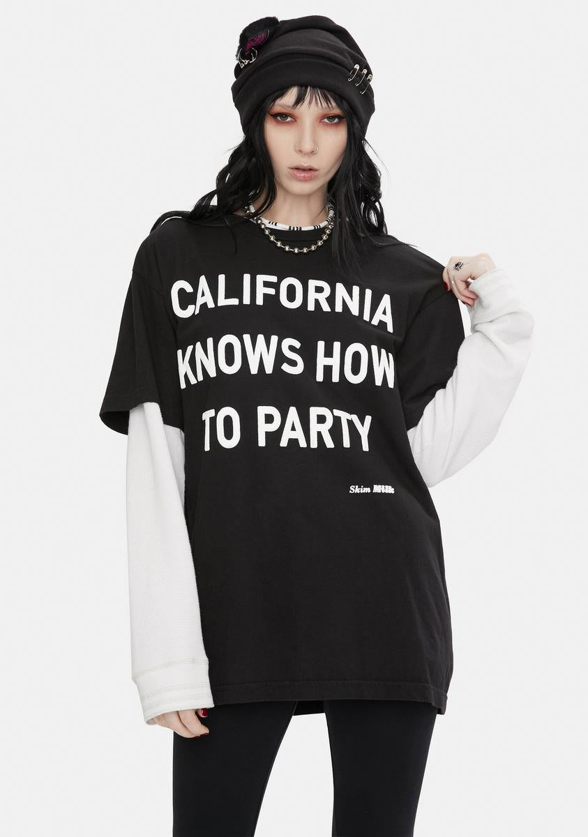 California Knows How To Party Graphic Tee Skim Milk,All Products : American Fashion Style Bags On Sale