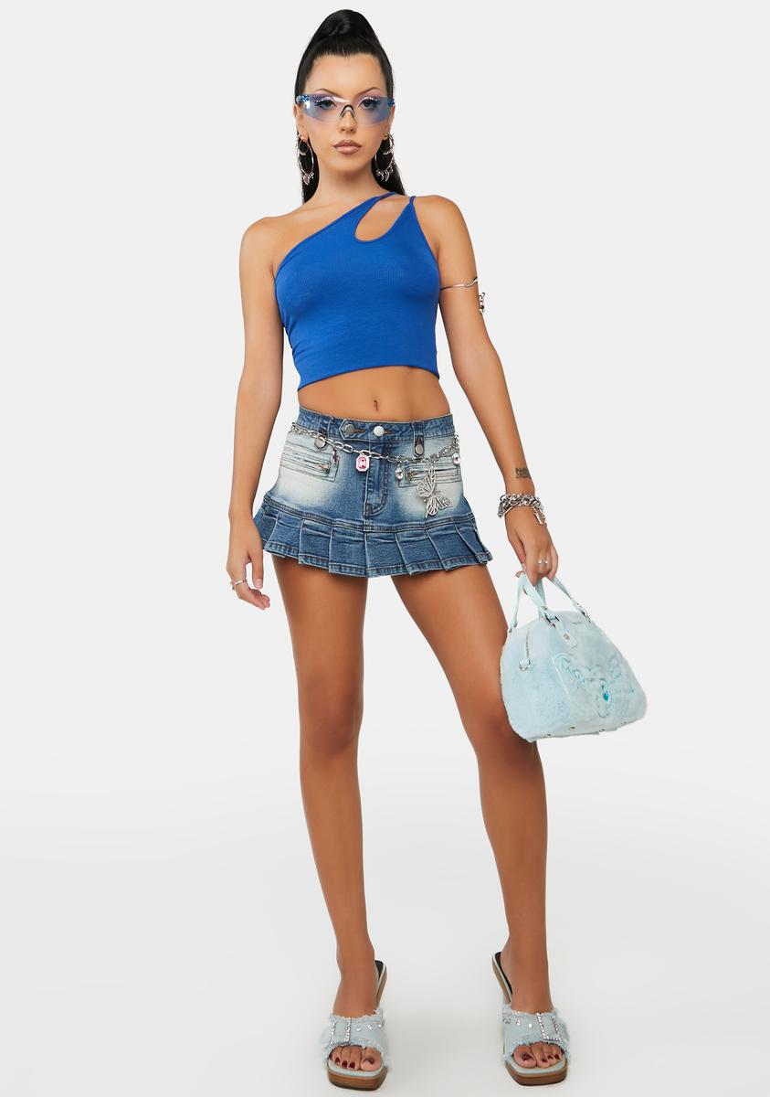 DOLLSKILL★SEASON ONE ASYMETRICAL TOP Womens Puckered Asymmetrical Top Sugar Thrillz - Black – Dolls Kill