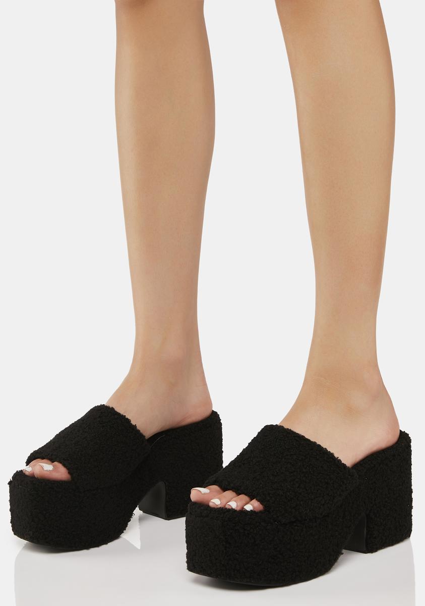 Black Mandee Platform Sandals Lemon Drop by Privileged,All Products : American Fashion Style Bags On Sale