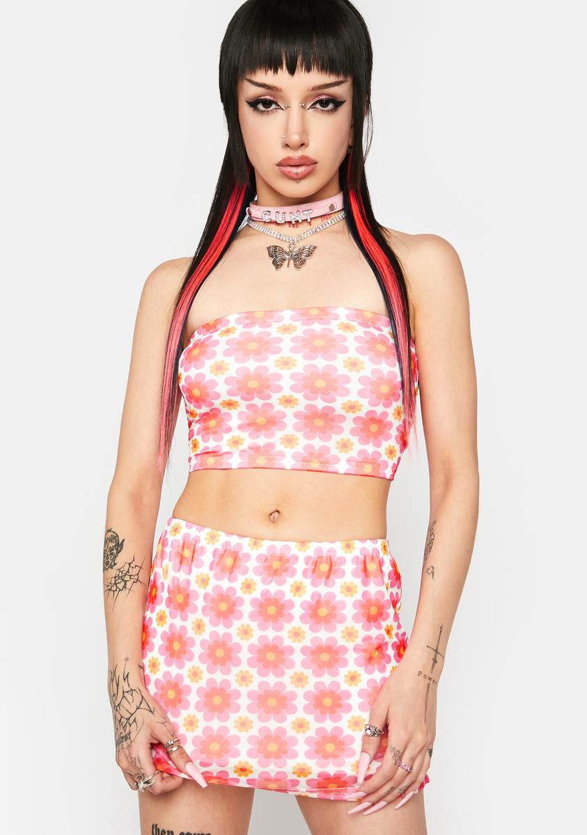 Live And Let Live Floral Skirt Set,Specials : American Fashion Style Bags On Sale