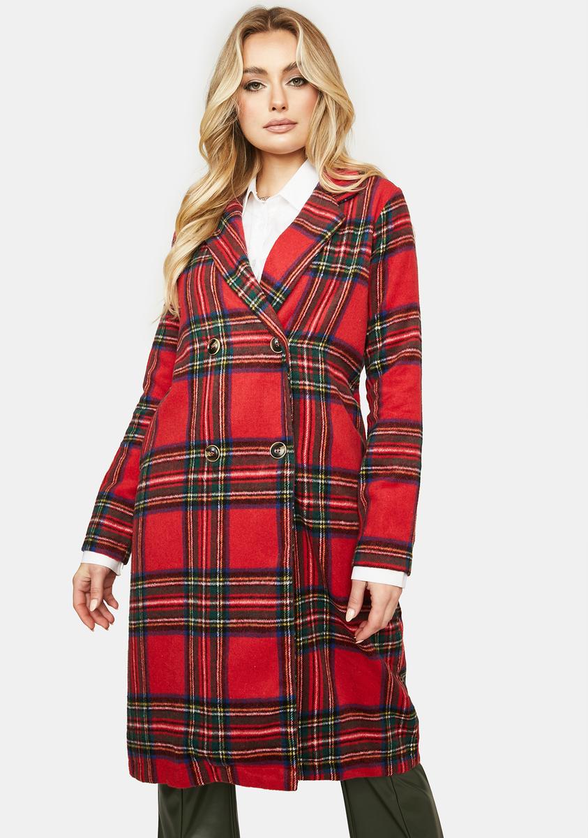 Smarts Allowed Plaid Overcoat,Specials : American Fashion Style Bags On Sale