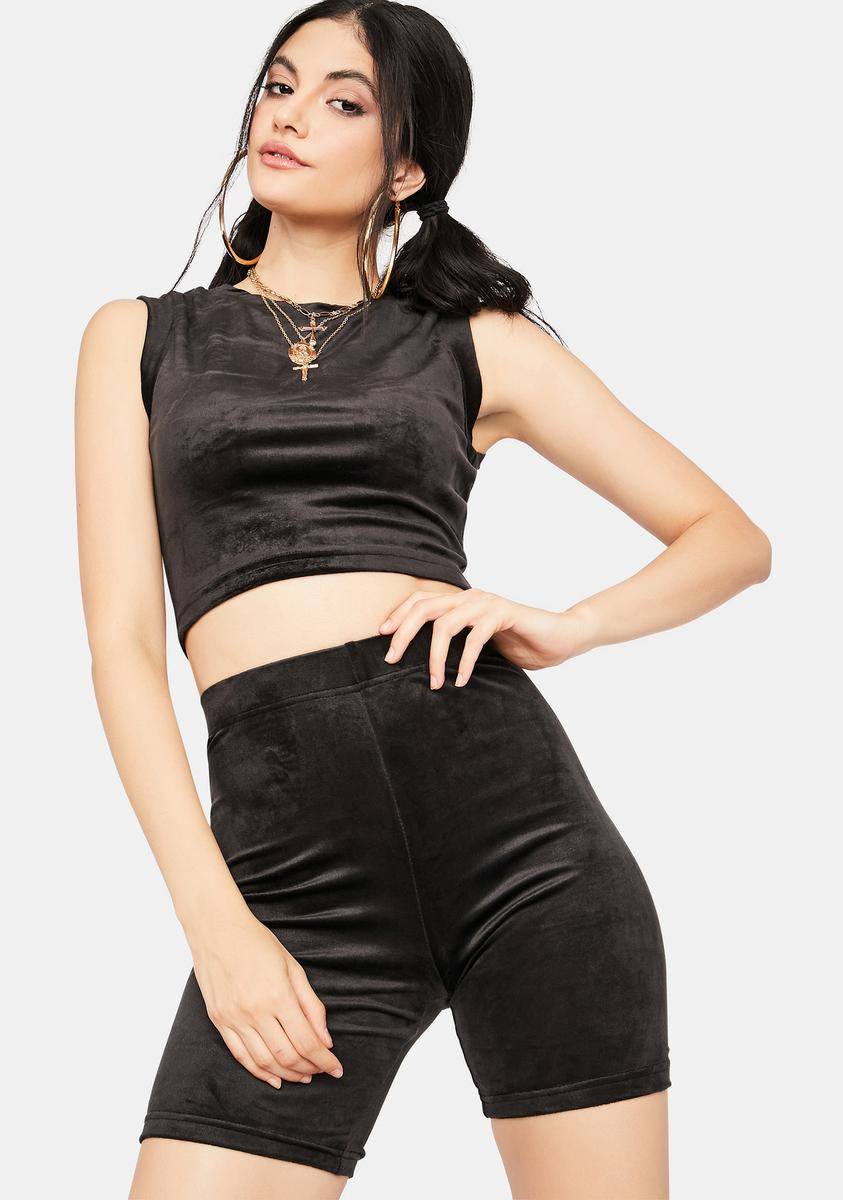Come Correct Velour Biker Shorts Set,Specials : American Fashion Style Bags On Sale