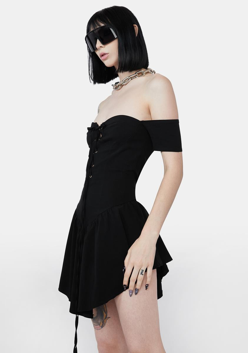 green emerald velvet dress Off The Shoulder Lace Up Asymmetric Mini Dress